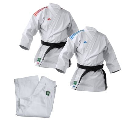 ADIDAS WKF KARATE UNIFORM - JAPANESE CUT - 14OZ - COLOURED - SET