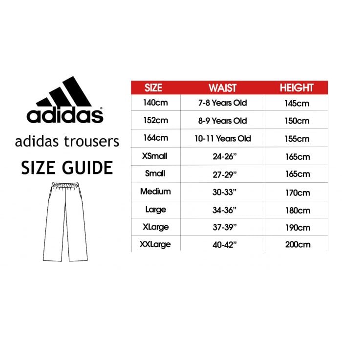 Adidas joggers size chart best sale