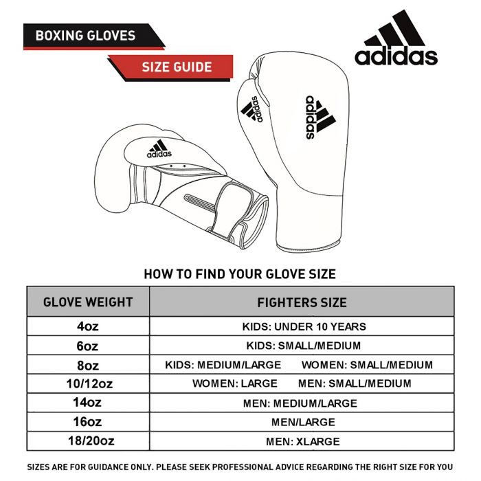 Adidas gloves 2025 size guide