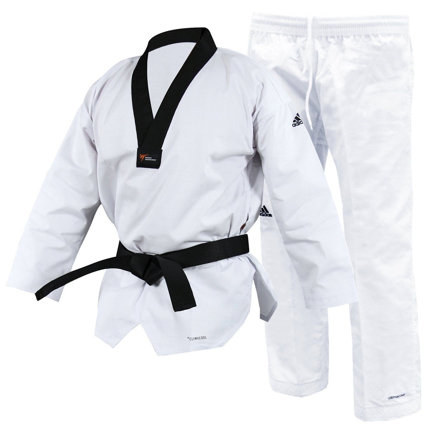  adidas Taekwondo Champion2 Dobok White with Black v-Neck :  Clothing, Shoes & Jewelry